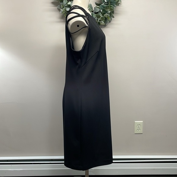 NWT Hope & Harlow Black Sheath Dress Shoulder Criss Cross Strappy Detail 12 - Picture 8 of 16